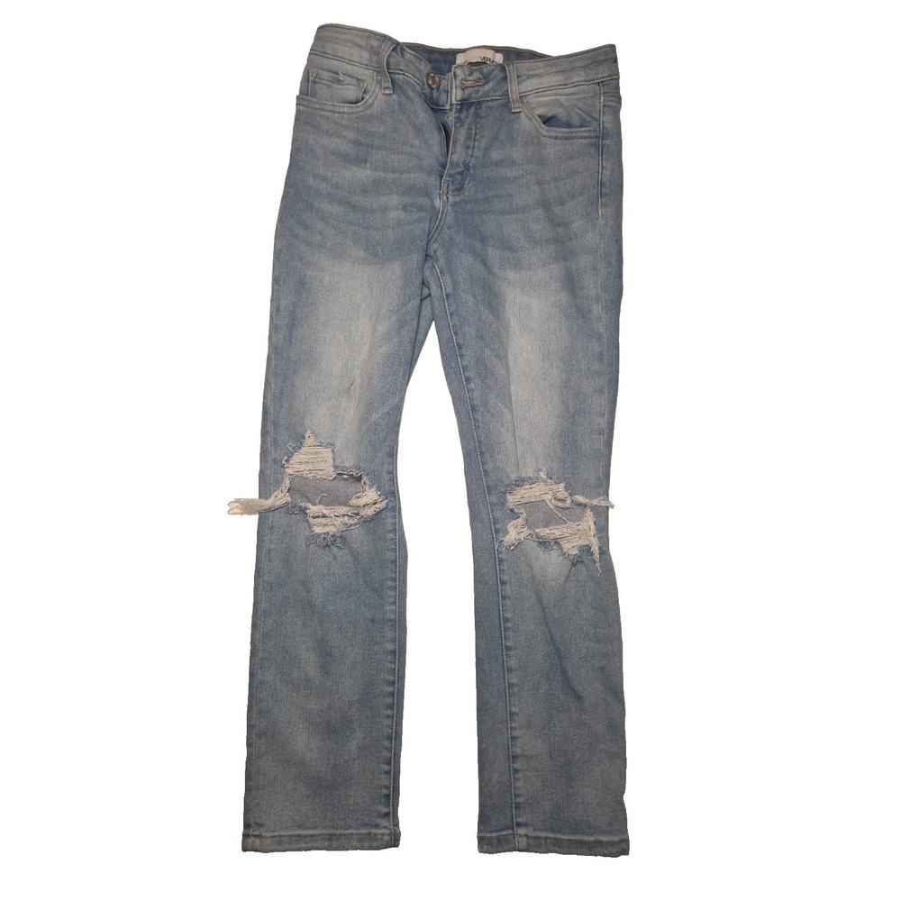 Vervet Jeans Womens 28 Blue Denim Cotton Stretch Distressed Straight Light Wash